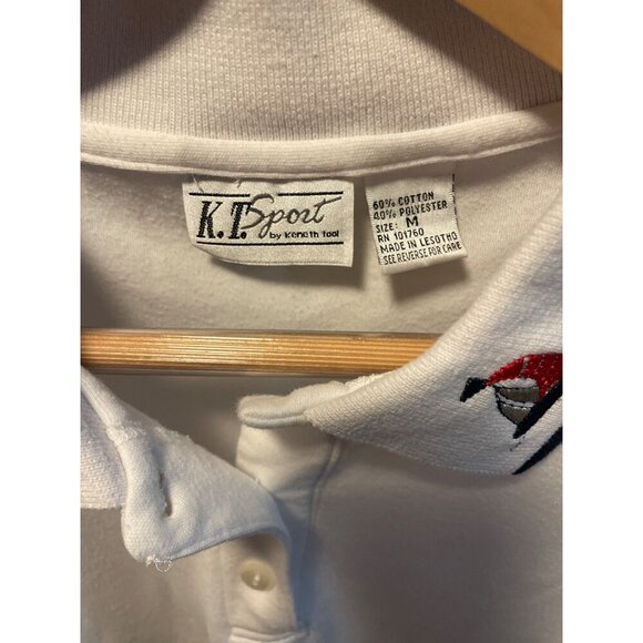 K.T. Sport Kenneth Too! White Sleeveless Nautical Embroidered Collared Polo SZ M - Picture 4 of 7